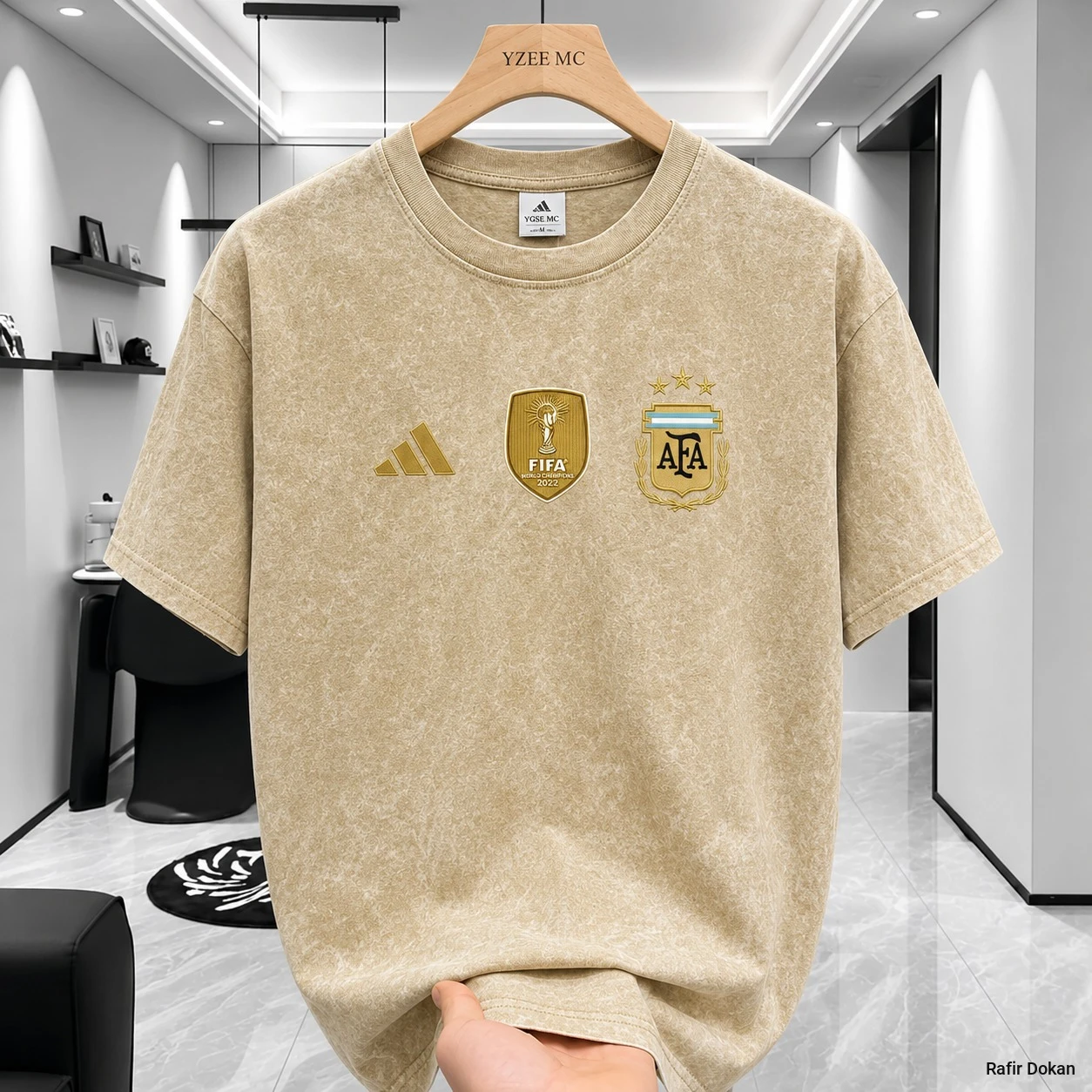 Argentina Acid Wash Drop Shoulder T-Shirt | Oversized Cotton Tee